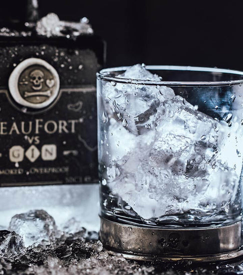 The Beaufort Rocks Glass full of ice with Beaufort Vs Gin 