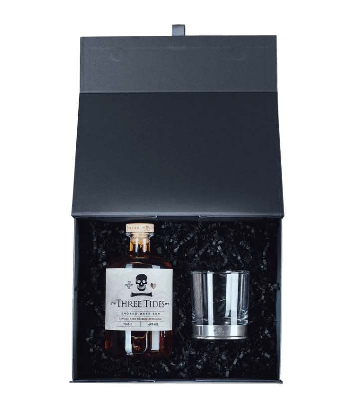 Three Tides  Smoked Botanical Rum With Glass Gift Box